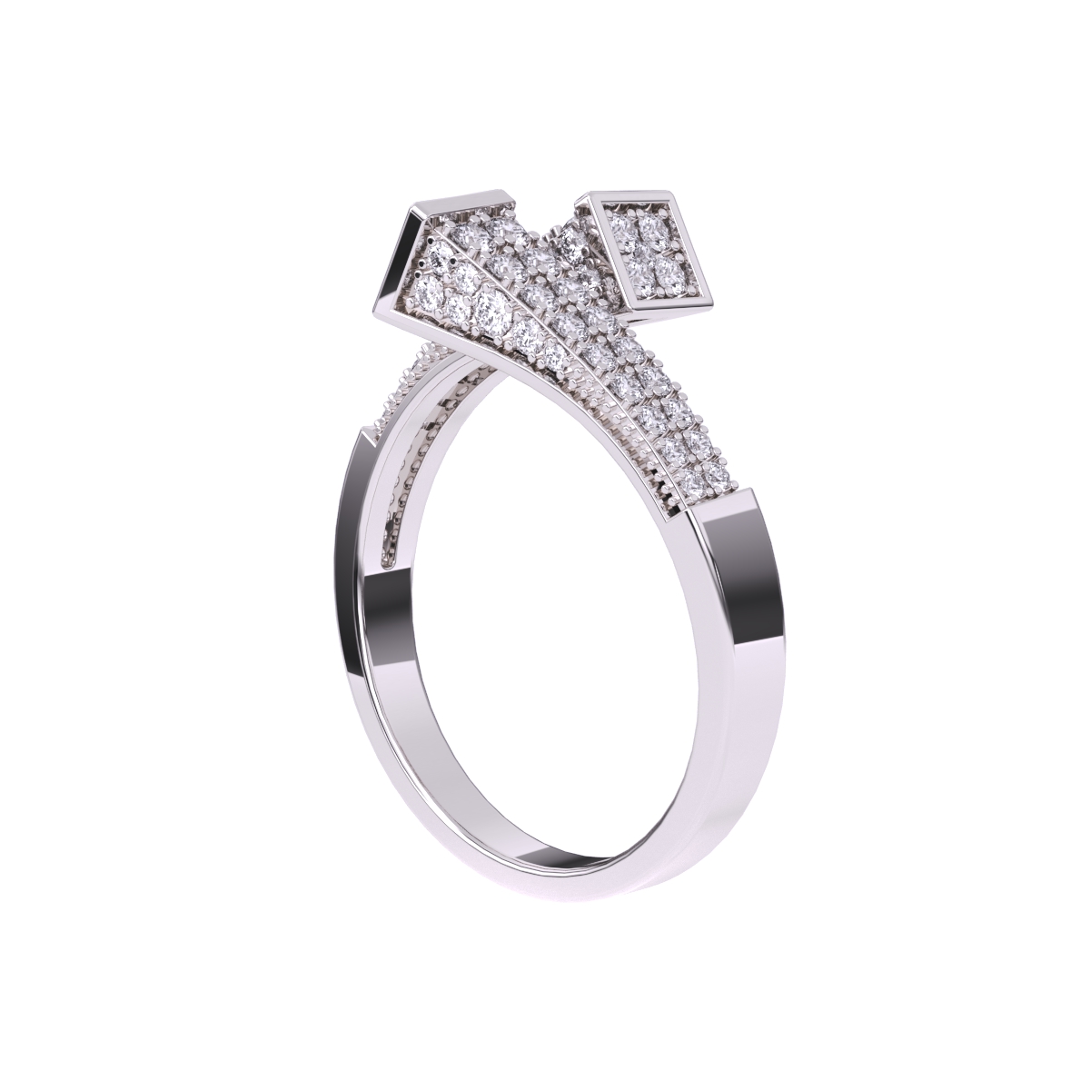 Glamorous Round Cluster Bypass Wedding Band